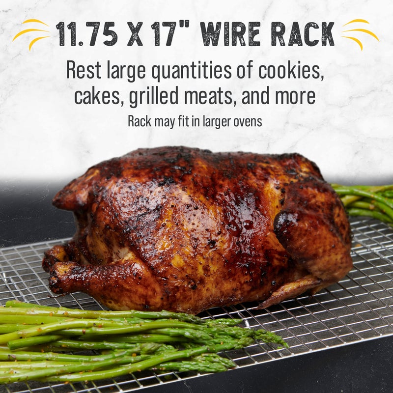 Checkered Chef Cooling Rack for Cooking and Baking - 11 Â¾" x 17 Set of 2 Stainless Steel, Oven Safe Grid Wire Cookie Cooling Racks - Image 3